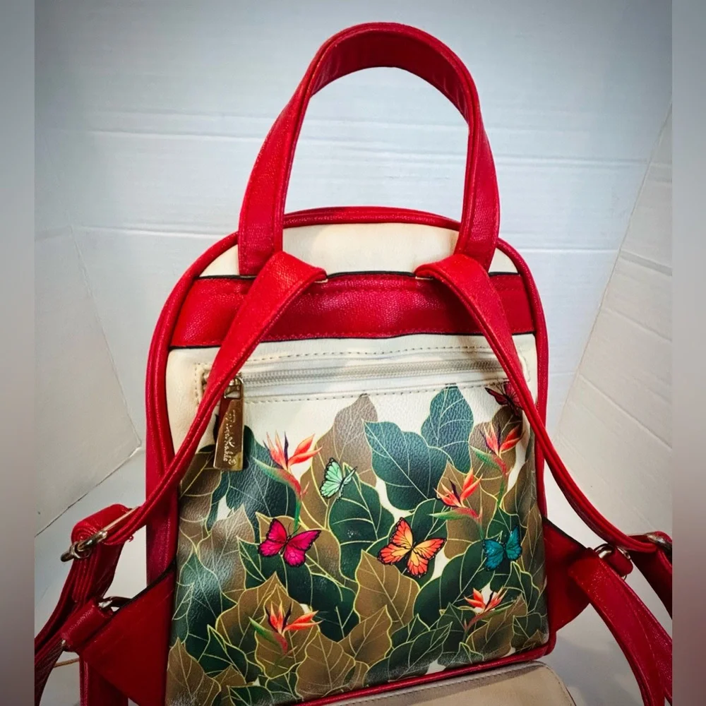Frida Kahlo Cartoon Red and Cream Backpack & Matching Wallet